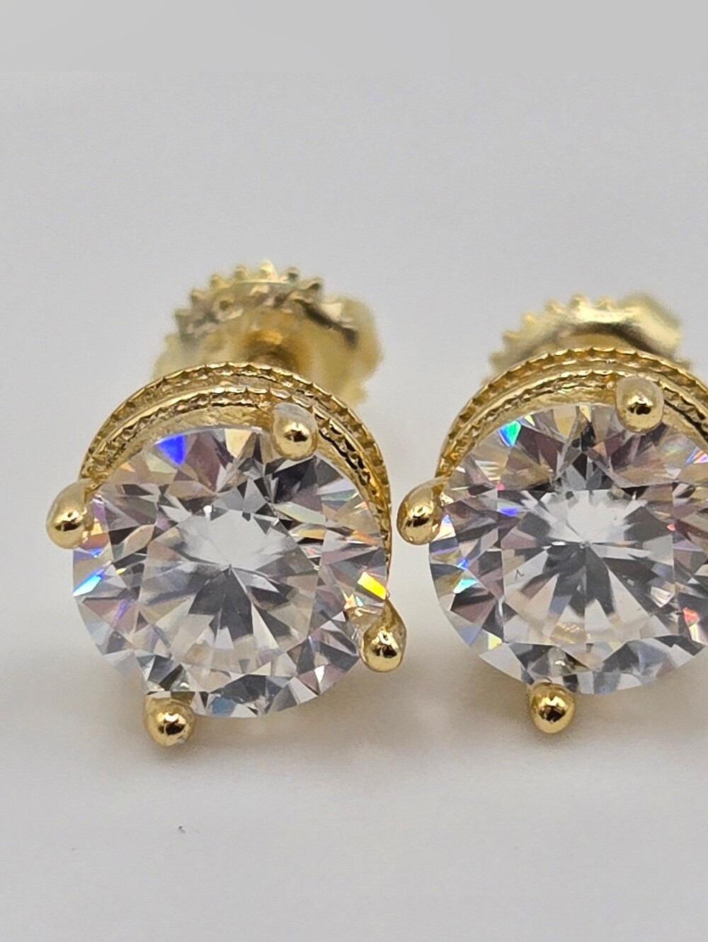 Moissanite 2 CTW Round Stud Earrings 14K Gold Over 925 Sterling Silver NWT